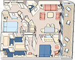 Catagory 2 Two-Bedroom Suite with Verandah Layout the samdisney cruise category 2 stateroom disney magic and disney wonder